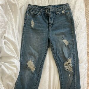 Distressed Blue Jeans